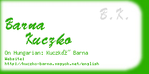 barna kuczko business card